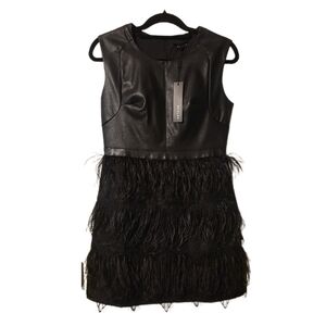 Beulah Style Faux fur feather dress